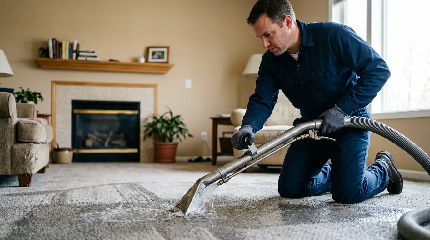 Water damage restoration technician working near Kathleen, GA